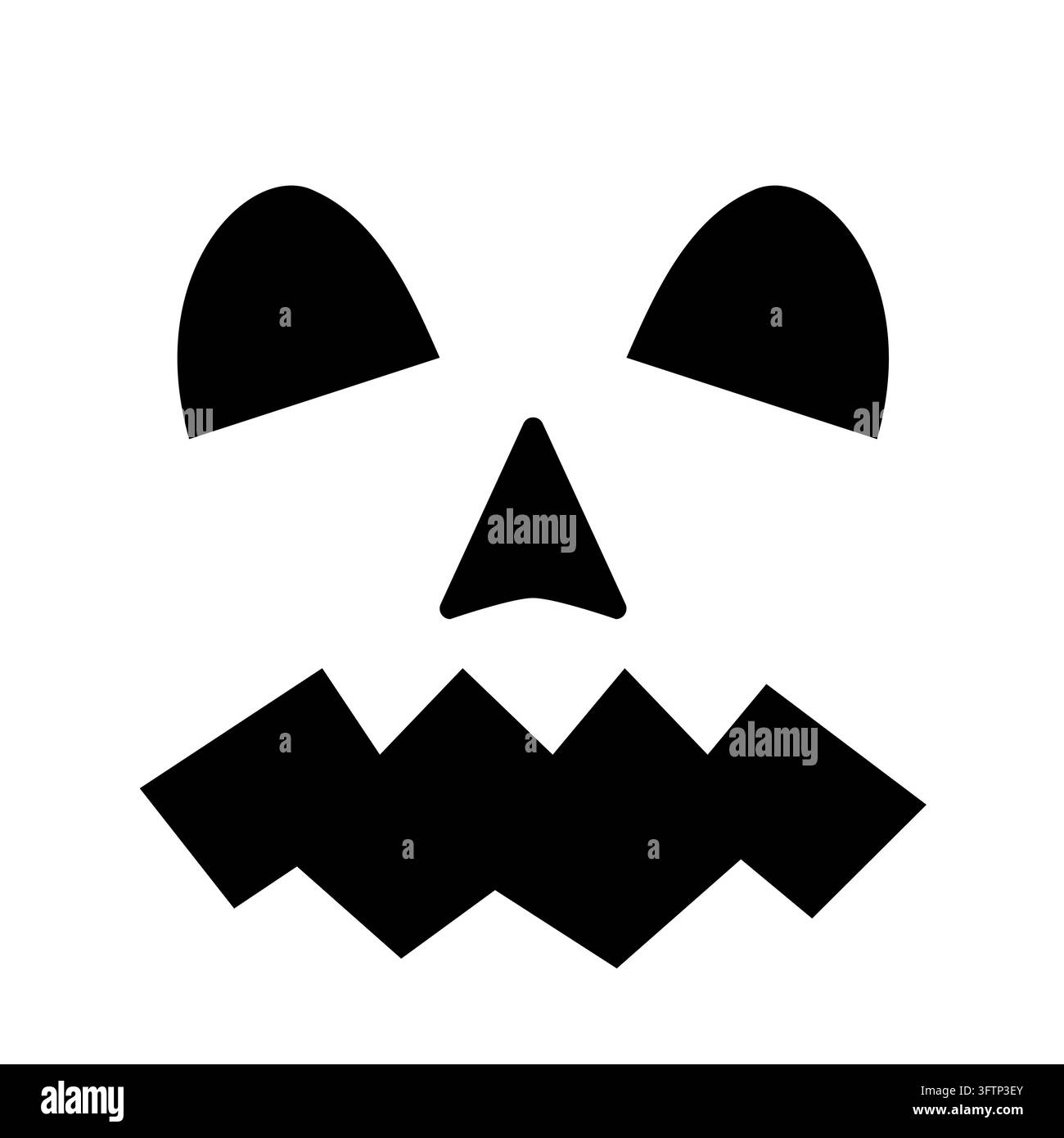 Faccia di zucca di Halloween isolata su bianco. Jack o Lantern arrabbiato. Modello vettoriale per banner di festa di Halloween, poster, invito, design di maglietta, ecc. Illustrazione Vettoriale