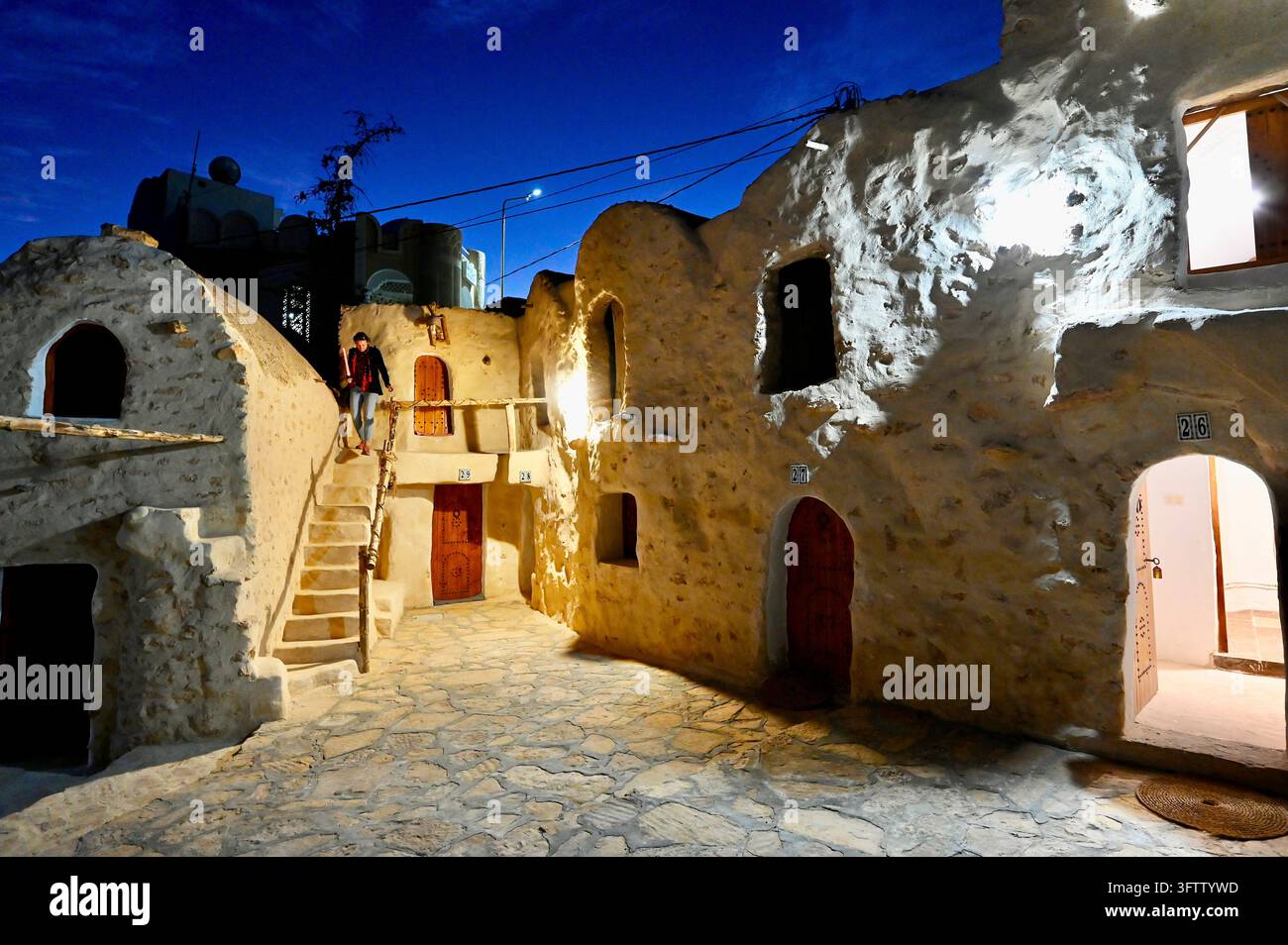 Tunisia, Ksar Hadada, Hedada, Tataouine, Star Wars, Mos Espa, episodio I, scatto notturno, Tatooine Foto Stock