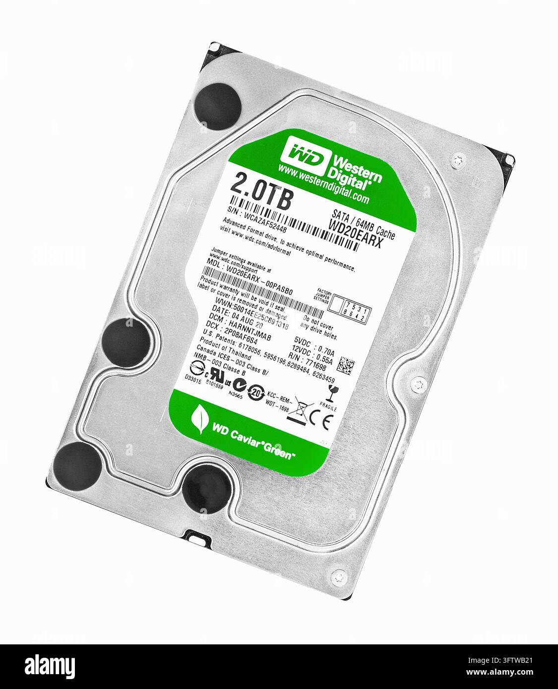 2024: WD Western Digital-Green Caviar/2TB/3,5. Unità disco rigido HDD (s/n modificato) Foto Stock