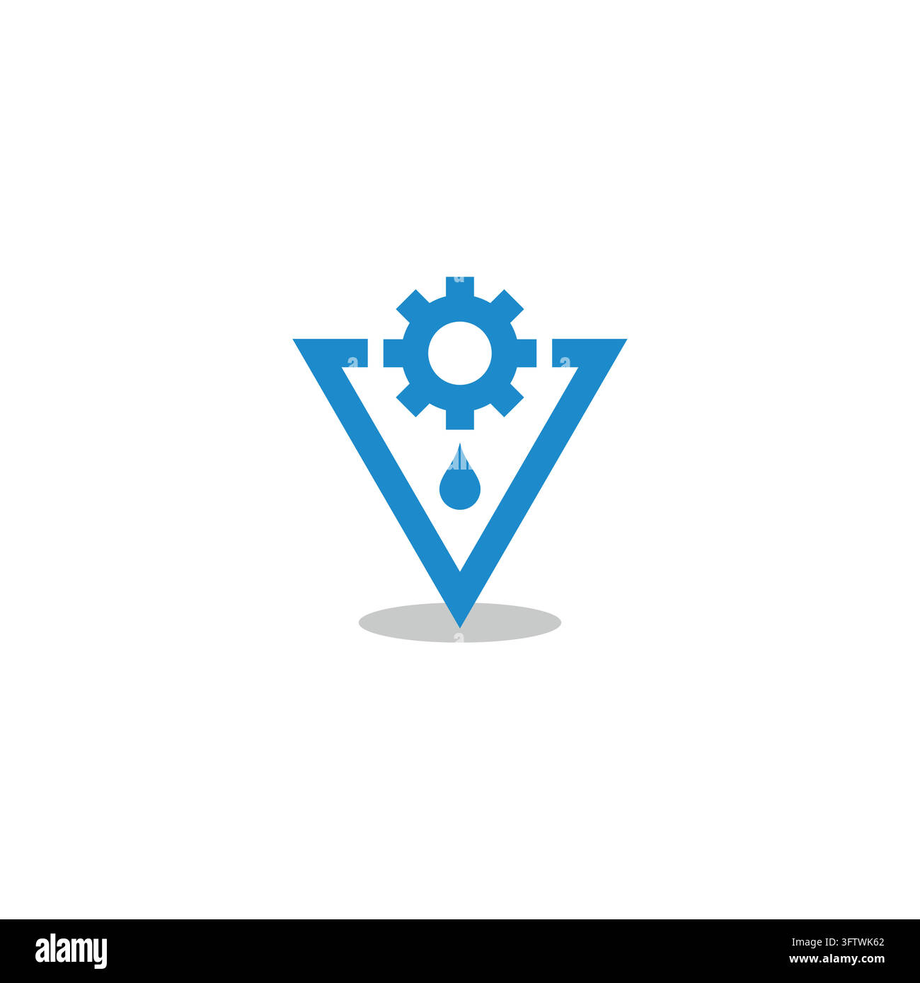macchina ad ingranaggi ad acqua triangolo logo blu vettore Illustrazione Vettoriale