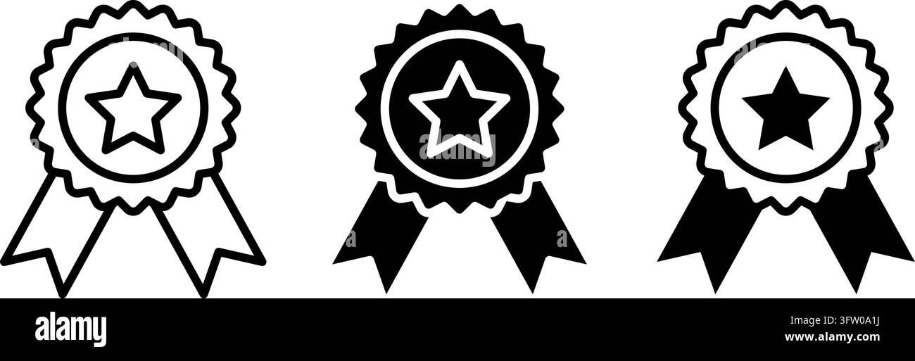Icone di badge in stile nero. Illustrazione Vettoriale