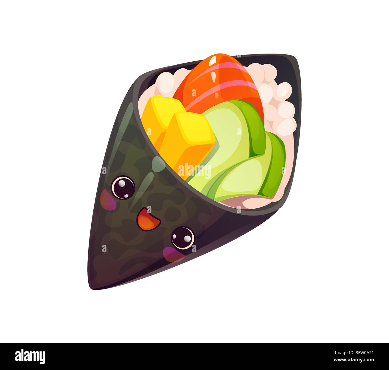 Personaggio cartone animato carino kawaii temaki fatto a mano Illustrazione Vettoriale