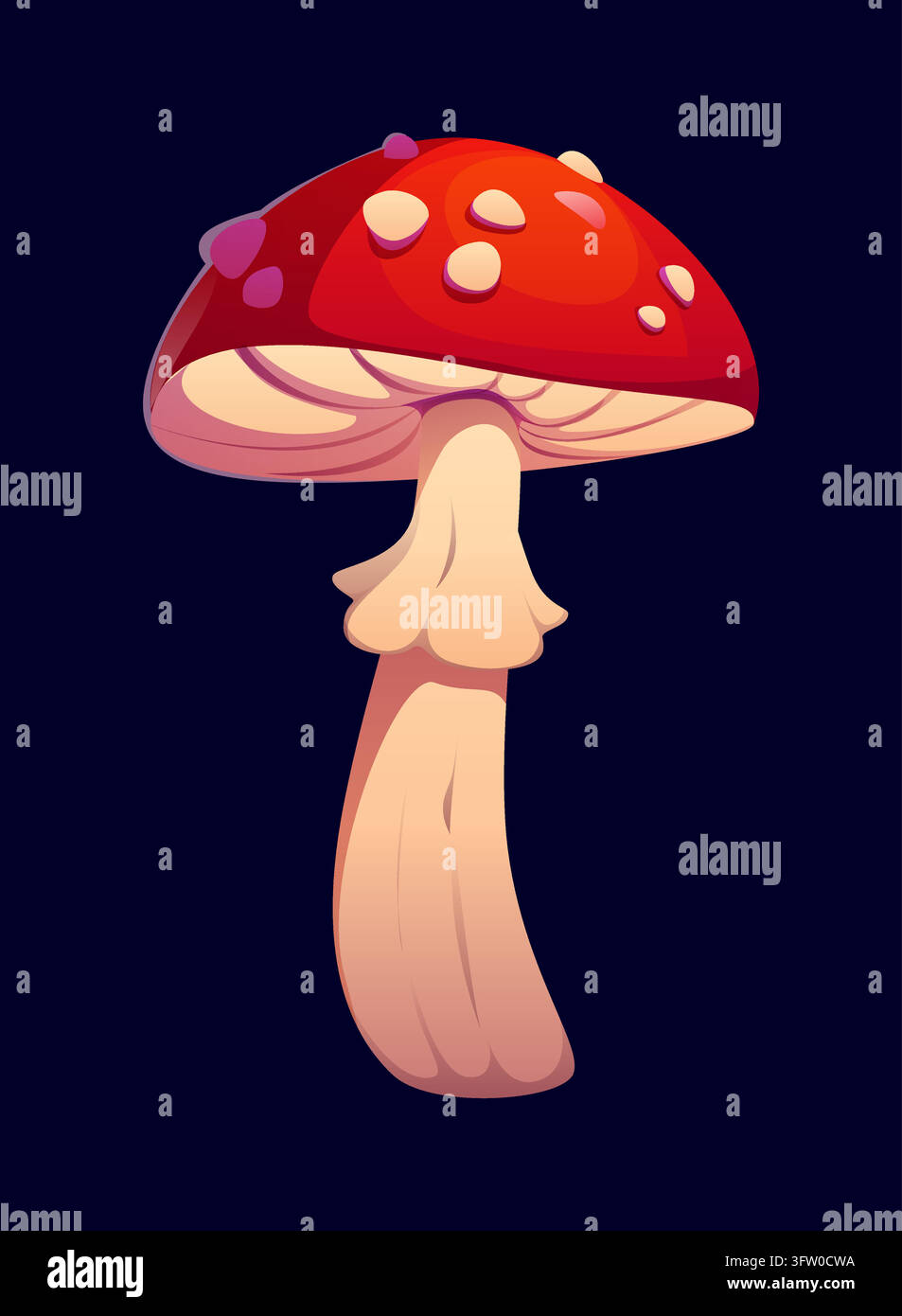 I cartoni animati Halloween volano il fungo amanita agarico Illustrazione Vettoriale