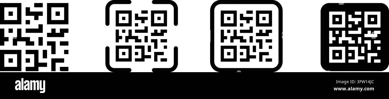 Icone di codici QR. Illustrazione Vettoriale