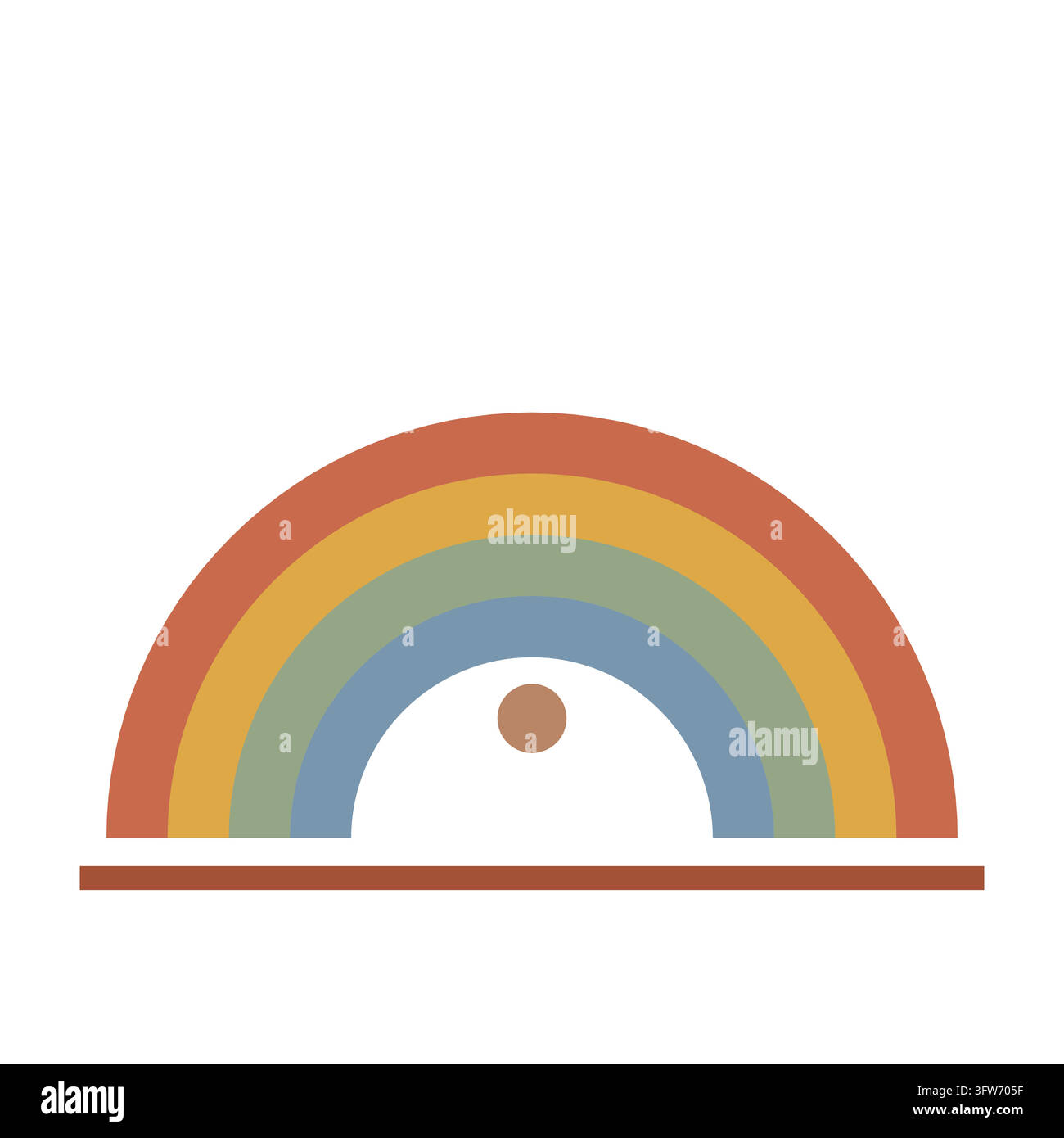 Pila piatta di arco arcobaleno boho in terracotta, senape, salvia e blu polveroso su bianco Illustrazione Vettoriale