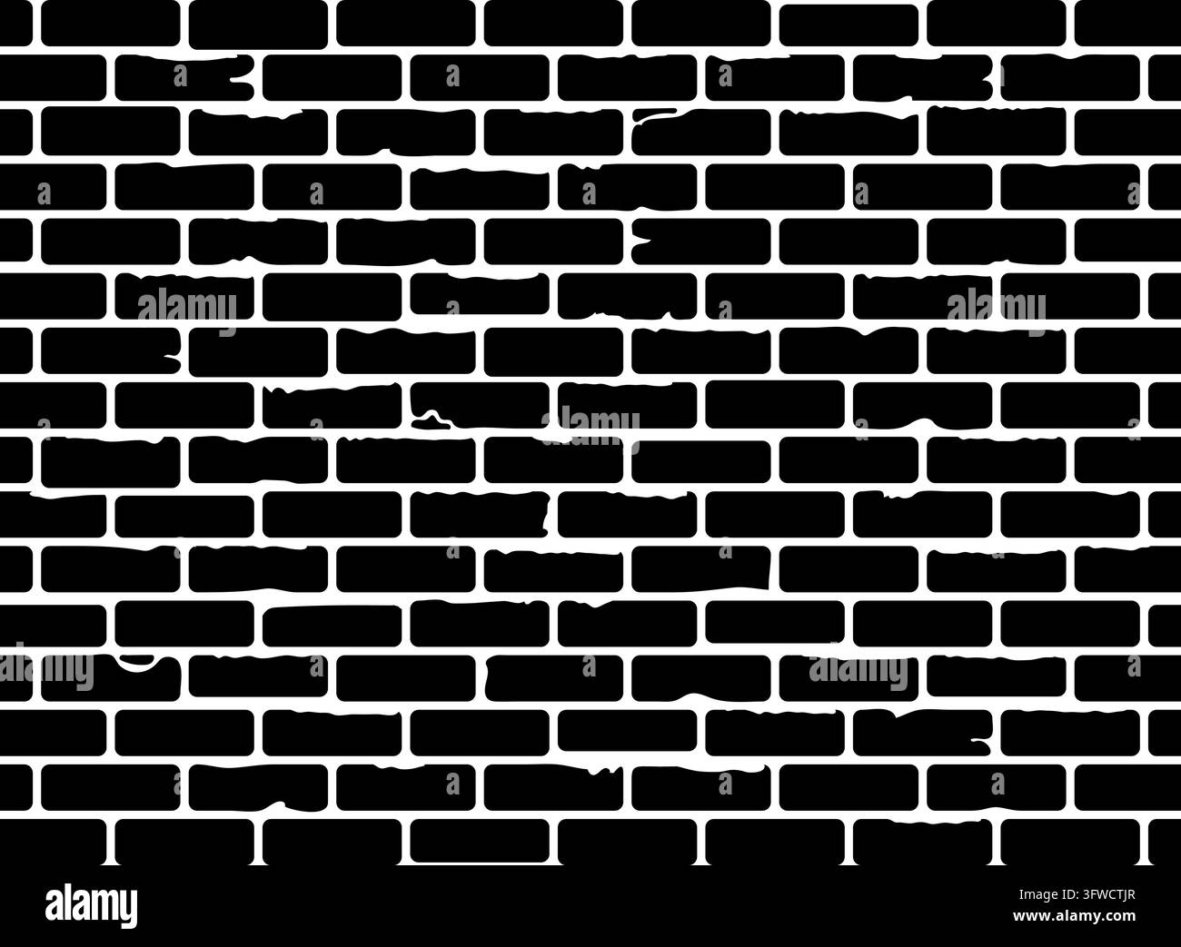 Struttura delle pareti in mattoni grunge senza cuciture. Sfondo in brickwall bianco e nero realistico. Ripetizione per il design. Illustrazione vettoriale Illustrazione Vettoriale