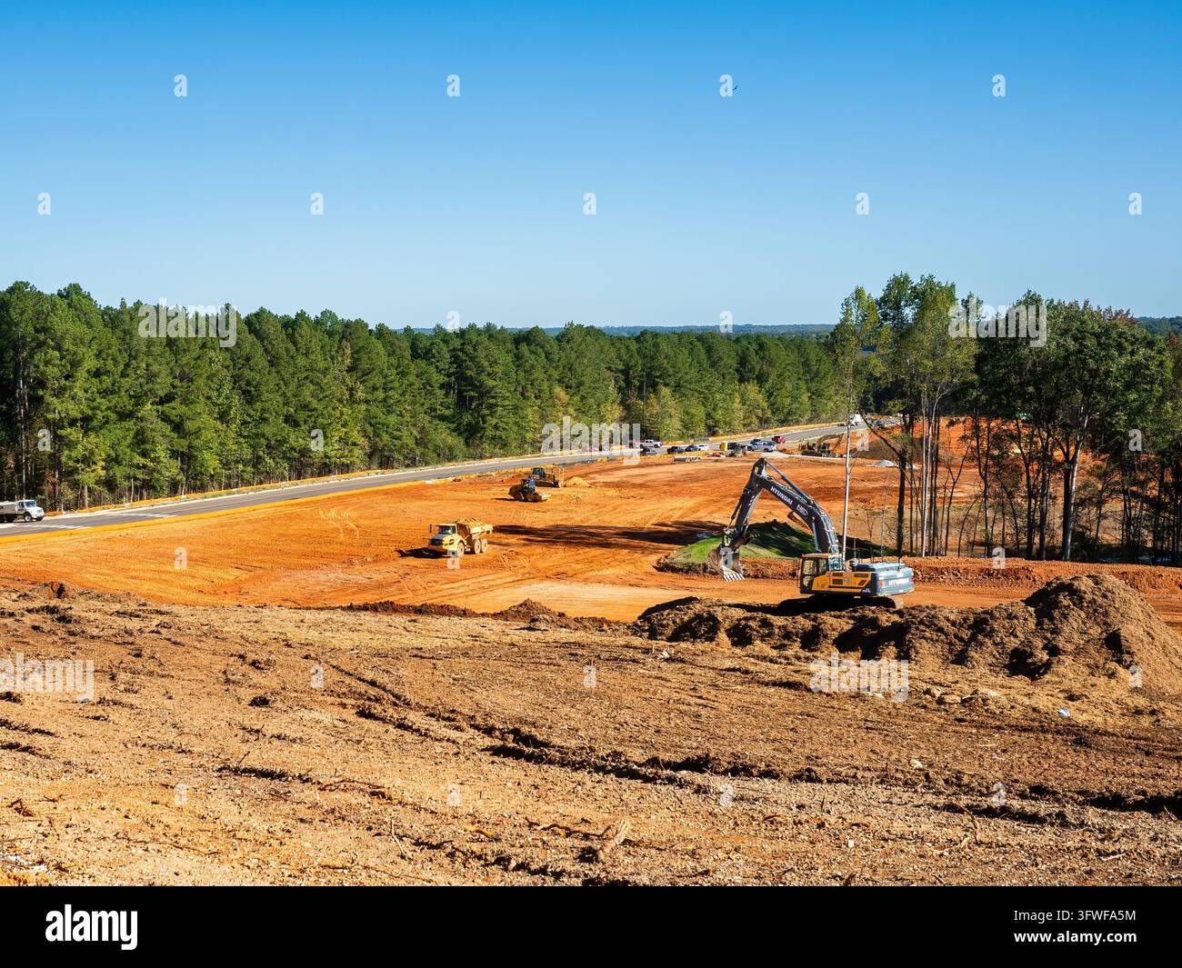 Bonifica del terreno per l'espansione di Del Webb Carolina Overlook a Clayton, North Carolina. Foto Stock