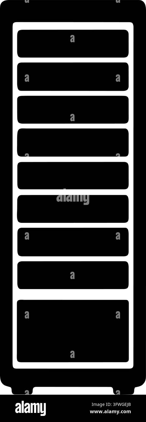 Armadio rack per server con silhouette di slot Illustrazione Vettoriale