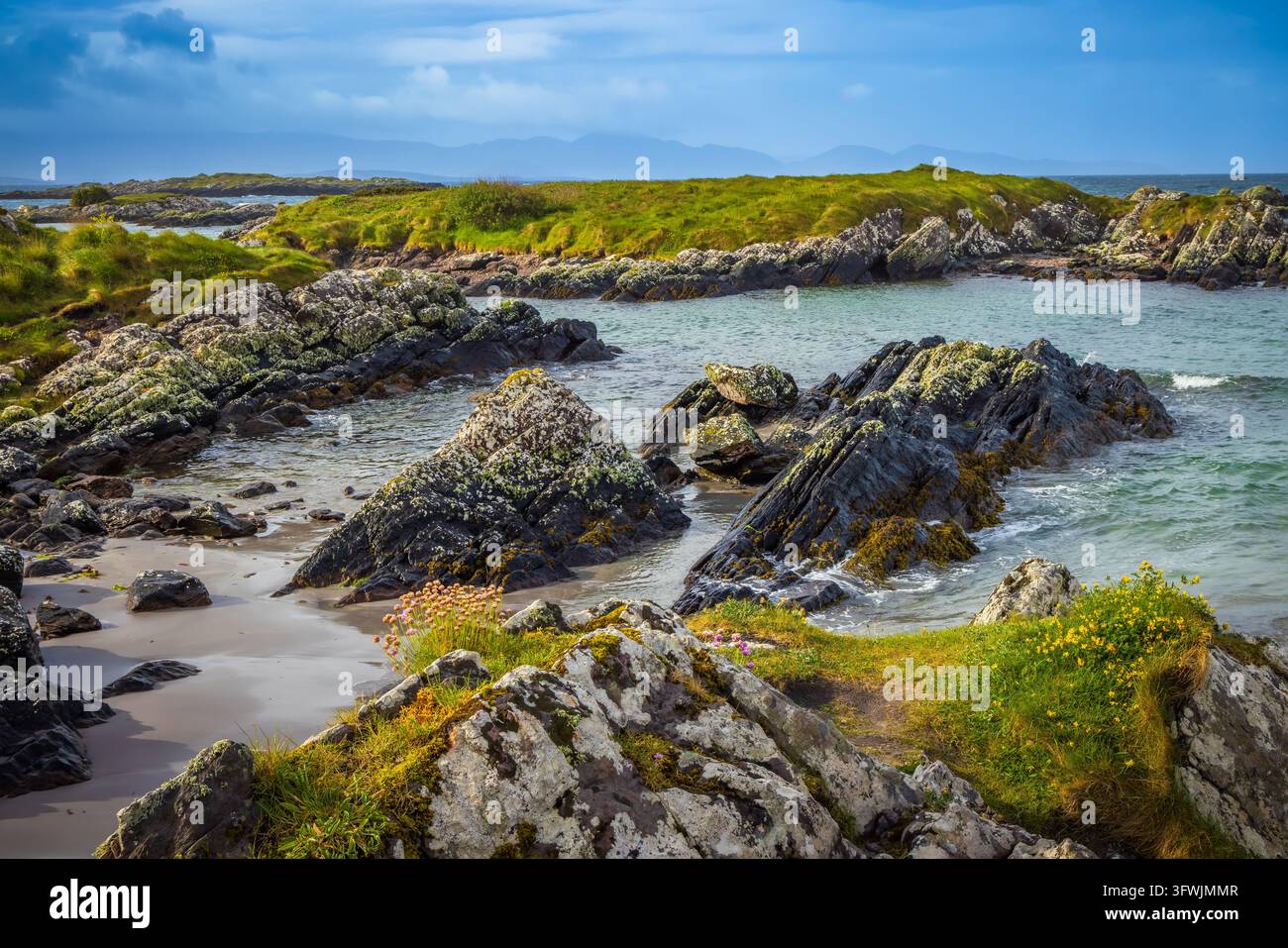 Castlecove (in irlandese: Cuan an Chaisleáin o An Siopa Dubh) è un villaggio della contea di Kerry, Irlanda. Foto Stock