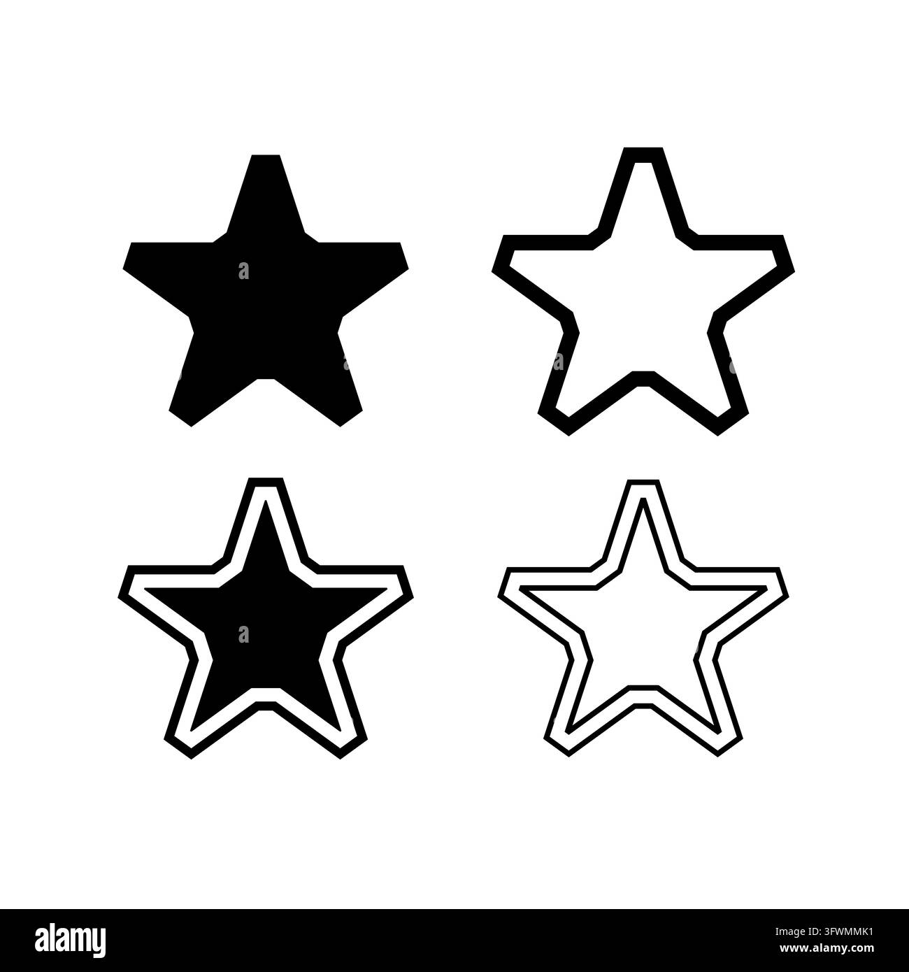 Badge di valutazione a forma di stella a cinque punte arrotondate in vettore solido e outline. eps 10. Illustrazione Vettoriale