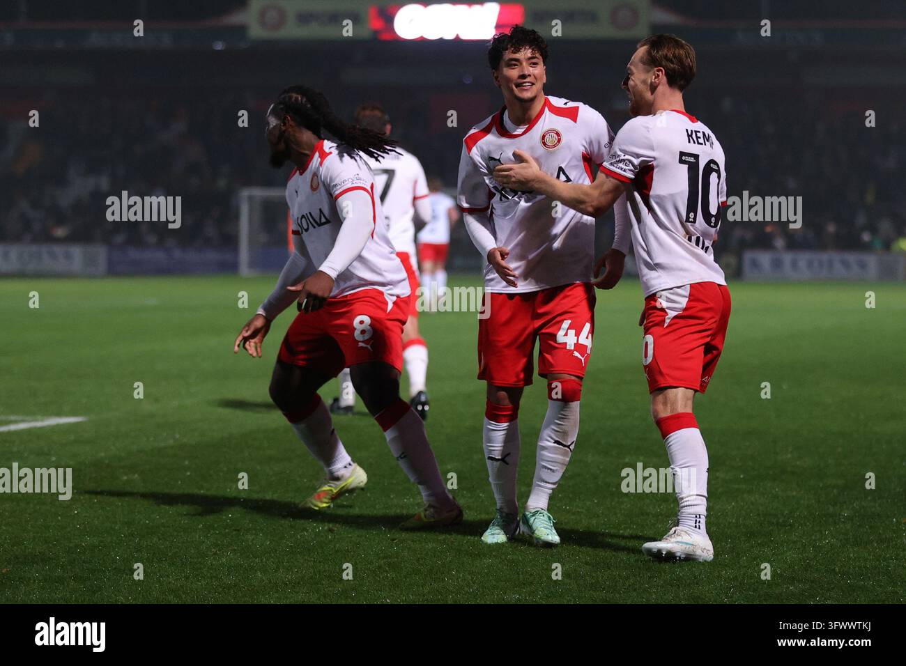 Phoenix Patterson di Stevenage celebra il suo gol durante la partita Sky Bet League One Stevenage contro Plymouth Argyle al Lamex Stadium, Stevenage, Regno Unito il 20 ottobre 2026 (Foto di Harvey Murphy/News Images) Foto Stock