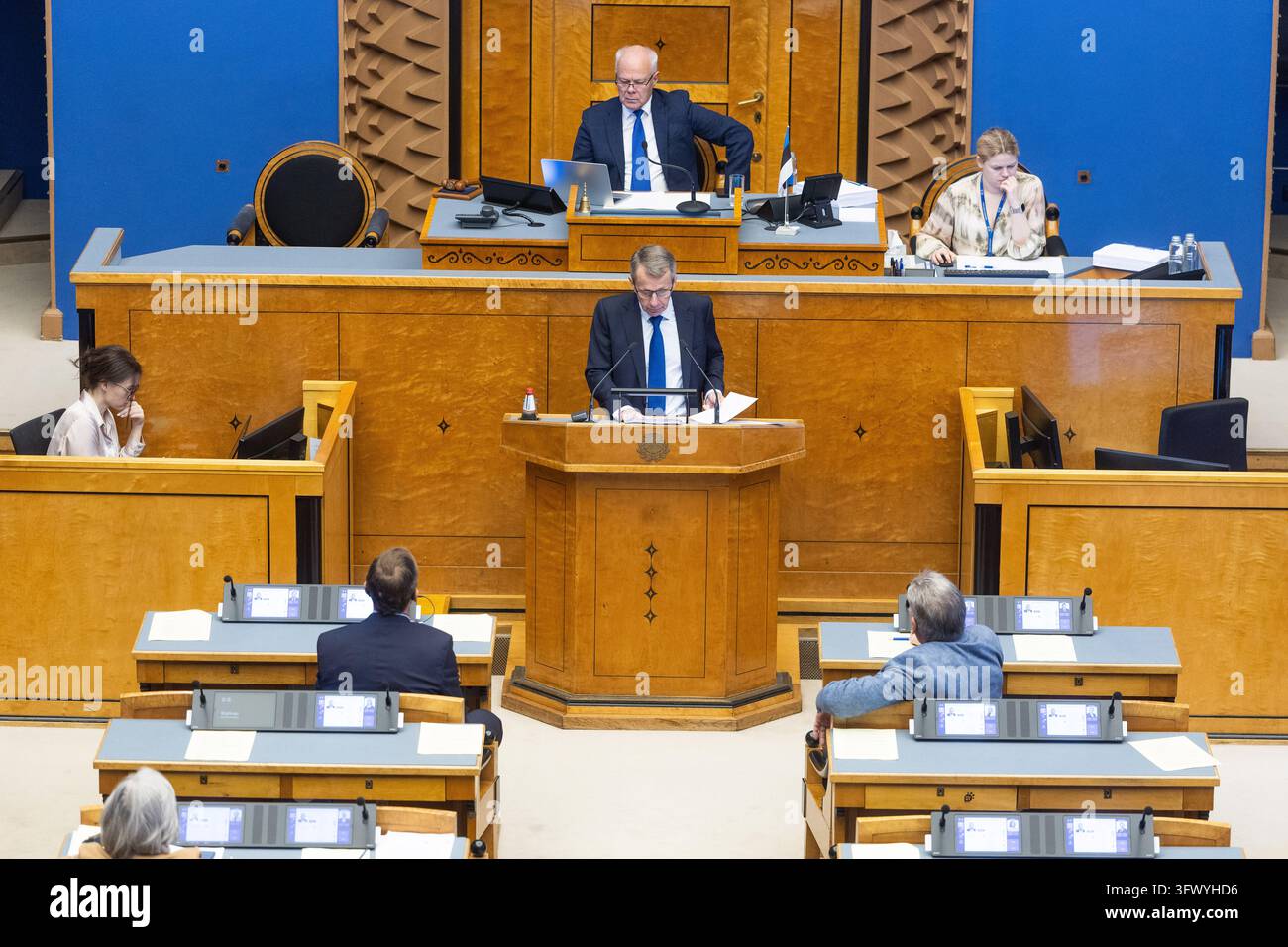 20.10.2026, Tallilnn. Prima lettura del bilancio statale del 2027 nel Riigikogu. Foto Tairo Lutter, Postimees Foto Stock