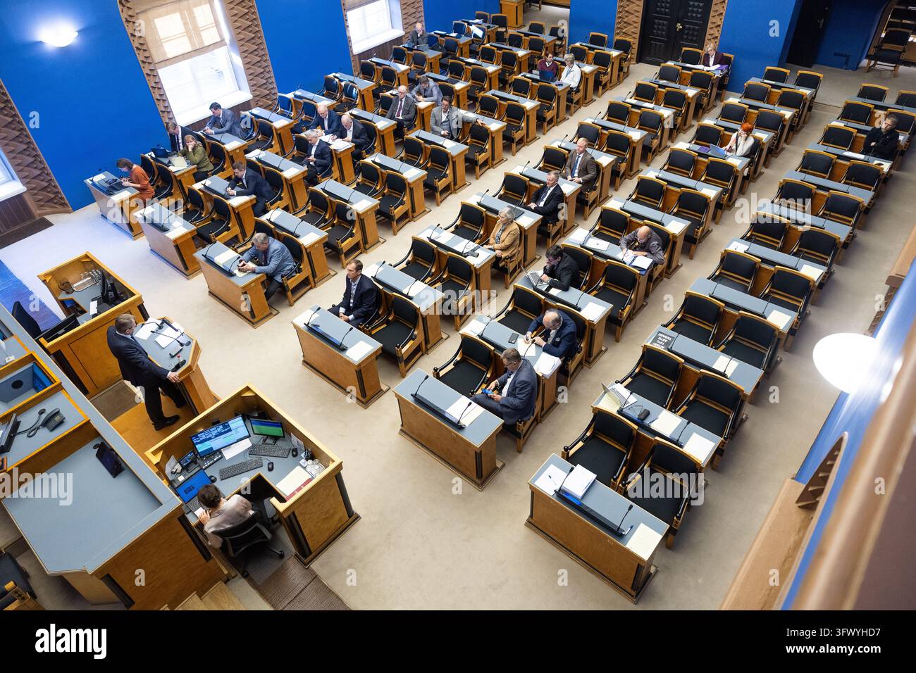 20.10.2026, Tallilnn. Prima lettura del bilancio statale del 2027 nel Riigikogu. Foto Tairo Lutter, Postimees Foto Stock