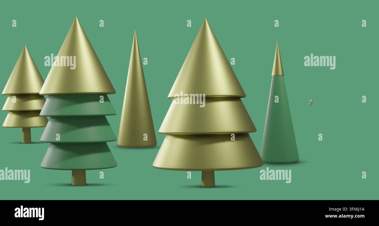 Visualizzazione di un grande albero conico a più livelli che occupa il centro nello sfondo dello studio, con strati di dischi impilati Foto Stock