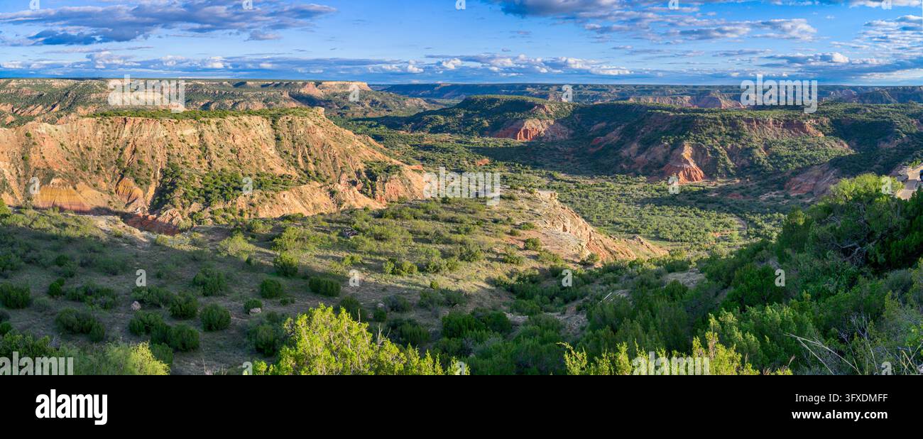 Vista panoramica del Palo Duro Canyon alla sera, Amarillo, Texas, USA. Foto Stock