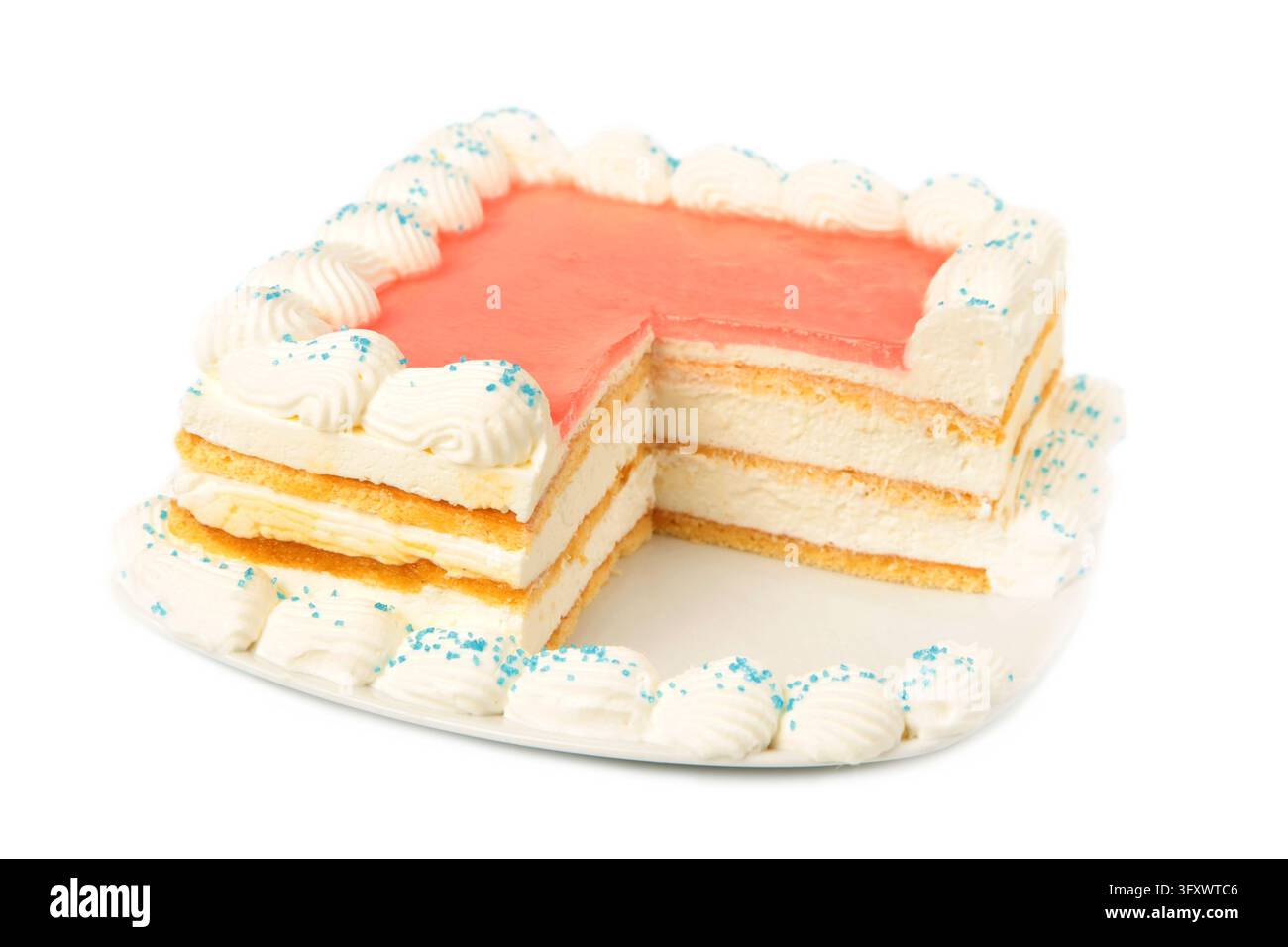 Torta con decorazione su un piatto Foto Stock