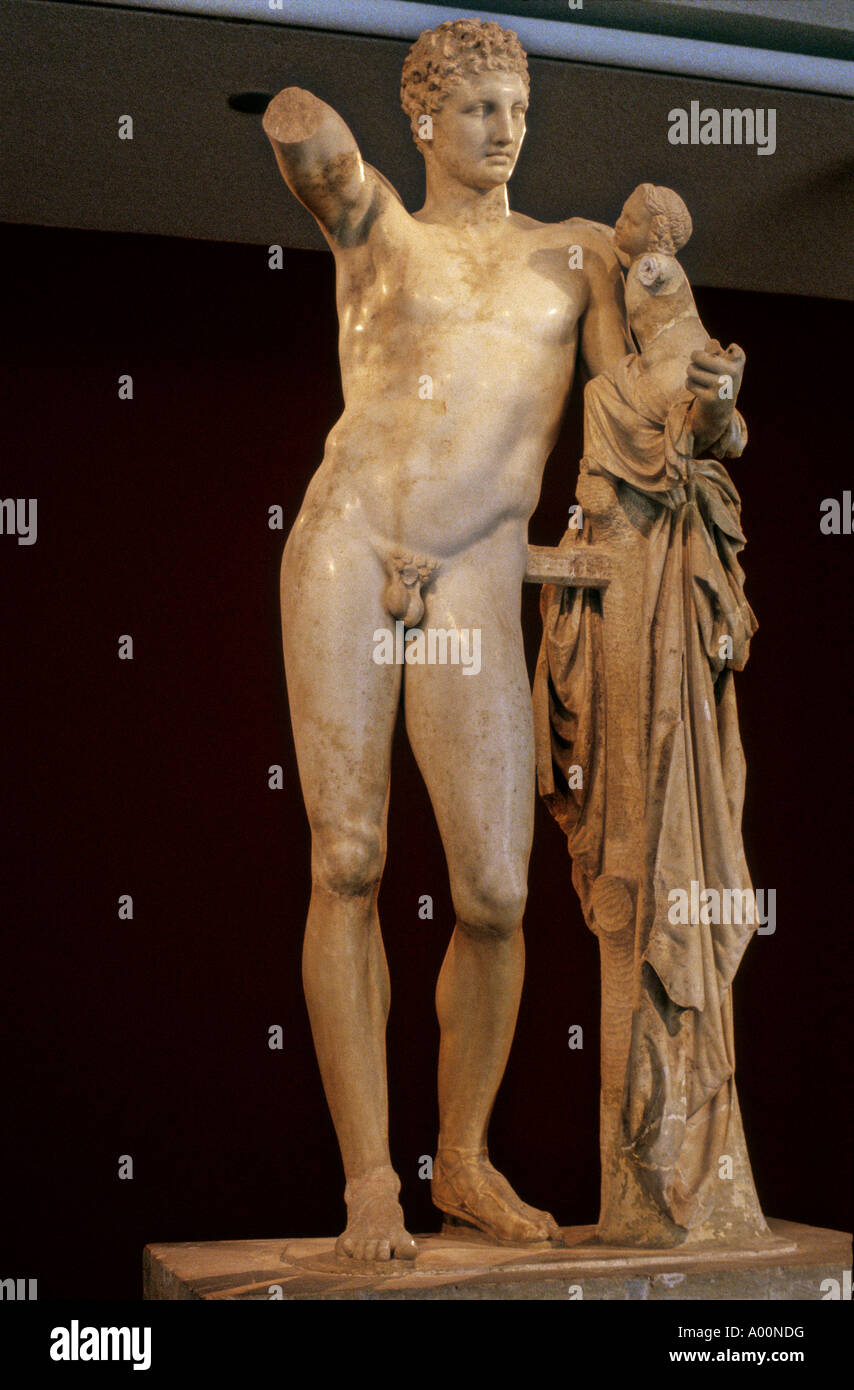 Statua di HERMES OLYMPIA GRECIA Foto Stock