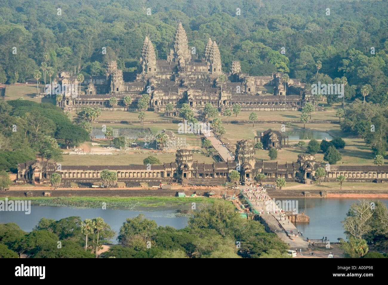 Vista aerea di Ankor Wat area da fisso di ballon Cambogia del Sud-est asiatico Foto Stock