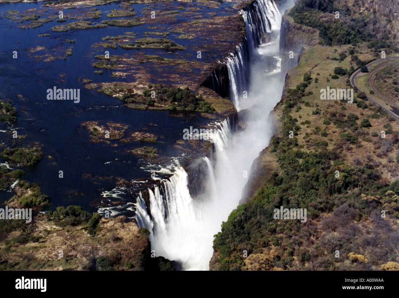 Victoria Falls Zimbabwe dall'aria Foto Stock