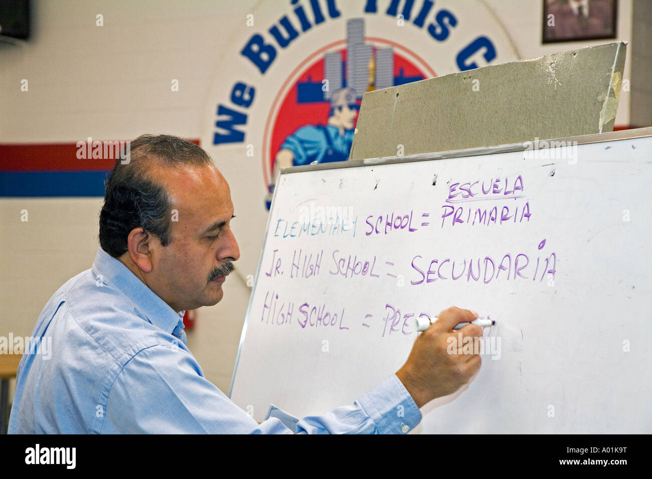 Gli immigrati messicani Imparare Inglese Foto Stock