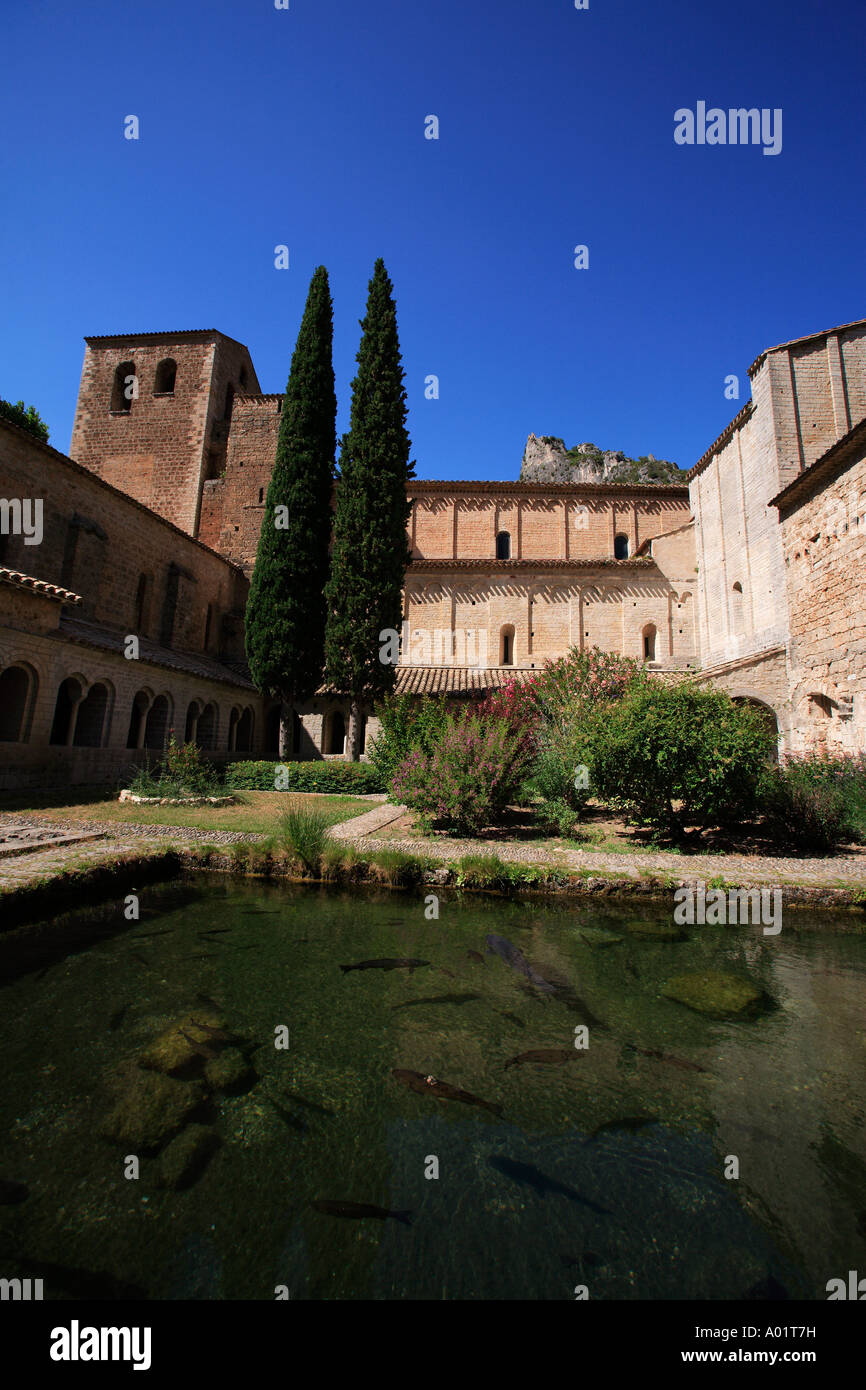 Francia LANGUEDOC ROUSSILLON HERAULT valle la città storica fortificata di St GUILHEM LE DESERT Foto Stock