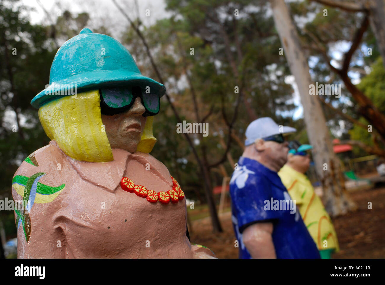 Statua di turista femminile a Mundaring, Australia occidentale Foto Stock