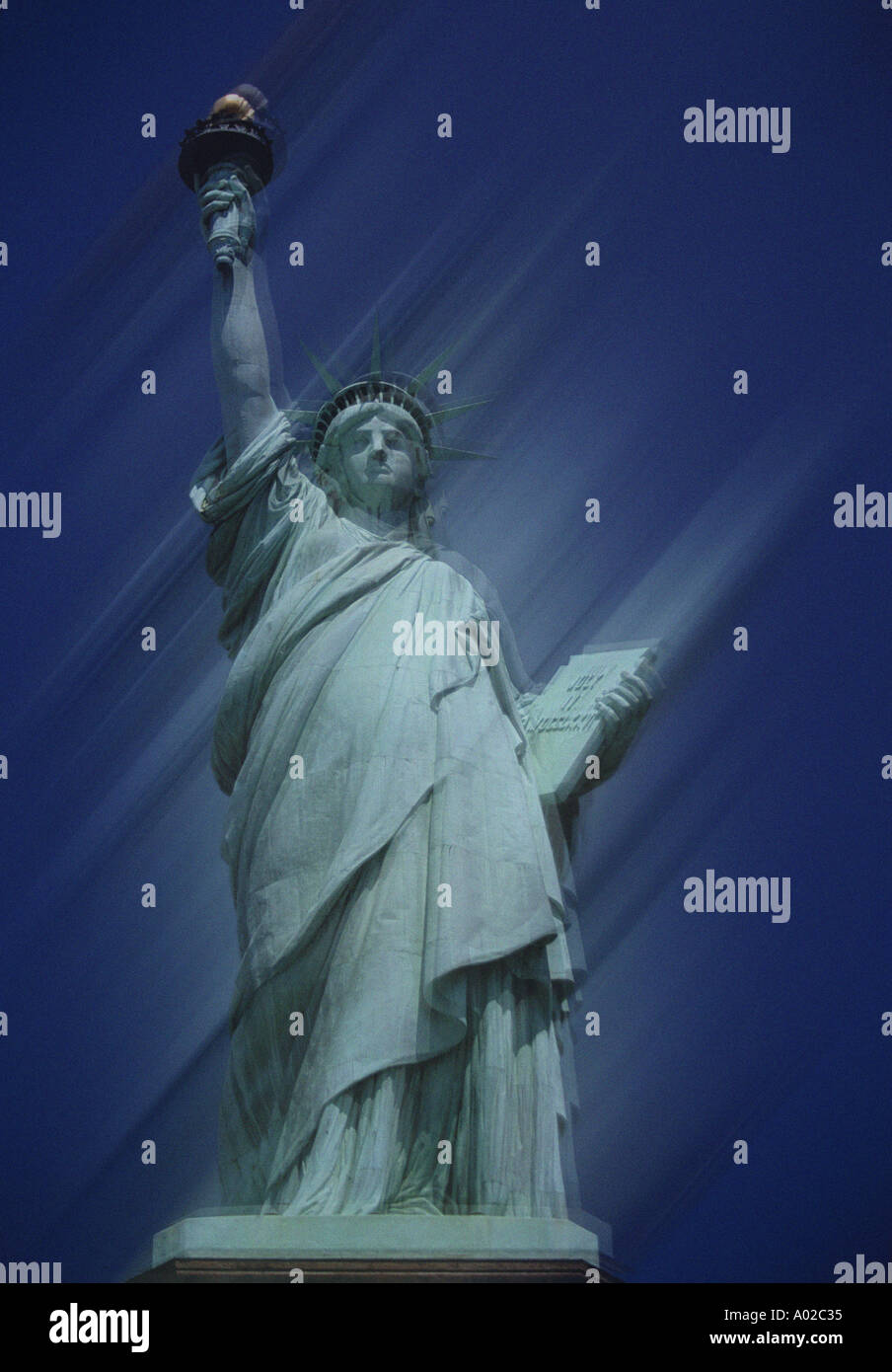 Stati Uniti d'America, New York New York City, la Statua della Libertà, motion blur effetto Foto Stock