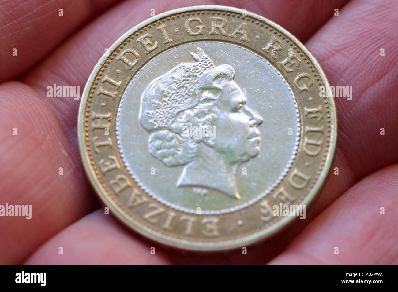 Due pound £ monetario britannico coin Foto Stock