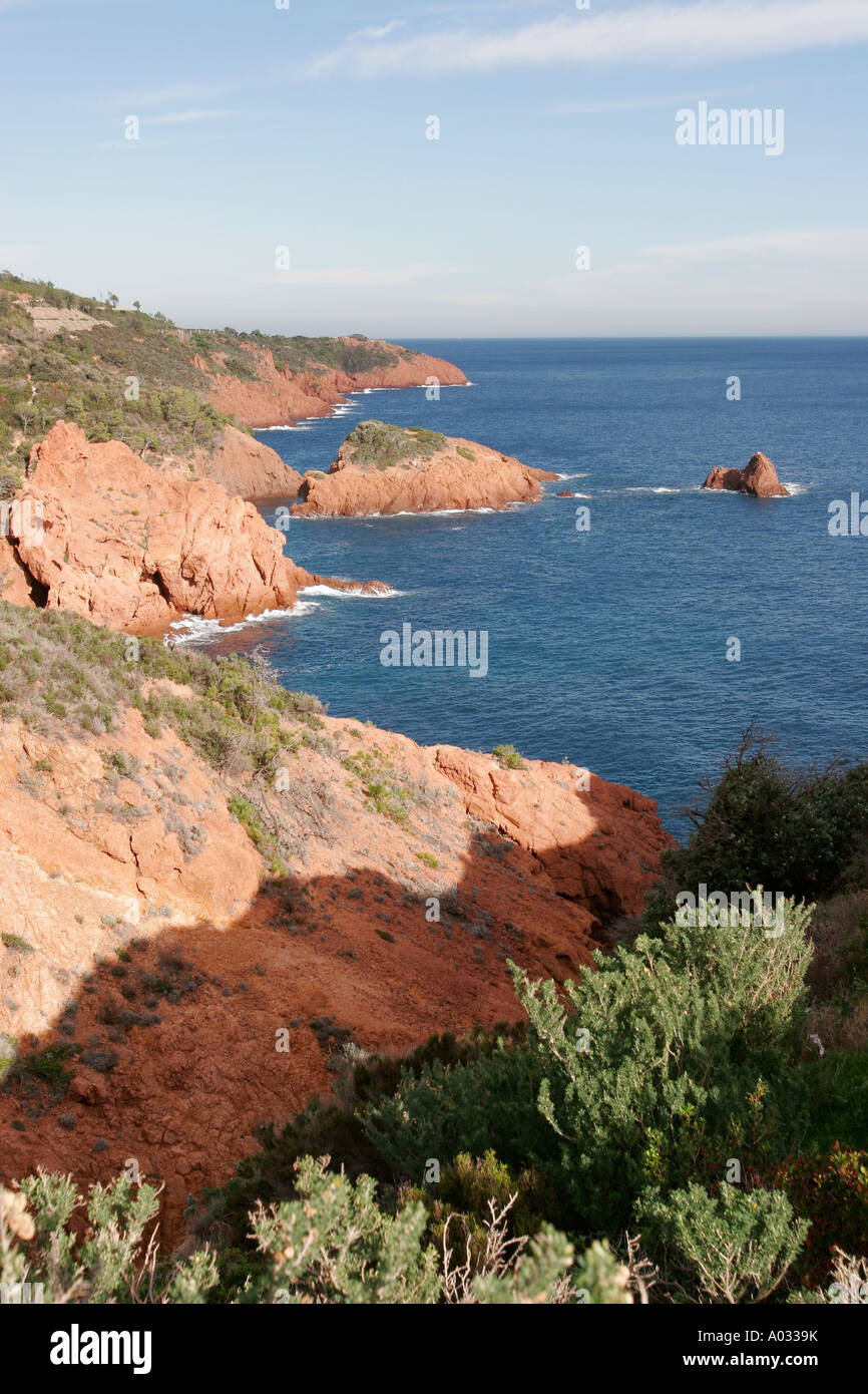 Pointe du Cap Roux, Corniche L'Esterel, Cote D'Azur, sud della Francia. Foto Stock