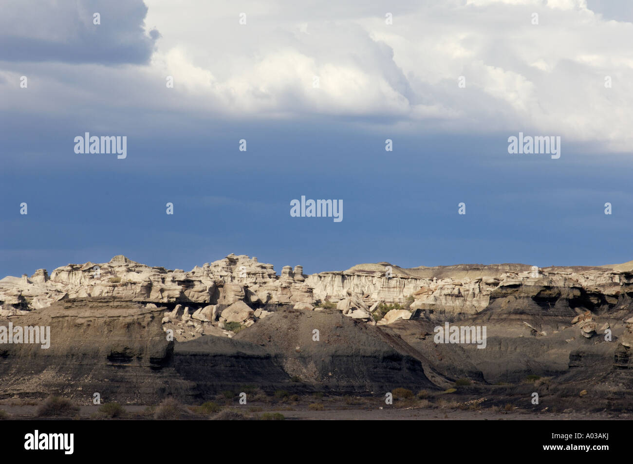 Badlands del deserto Bisti una zona arida nei quattro angoli area del Nuovo Messico. Fotografia digitale Foto Stock