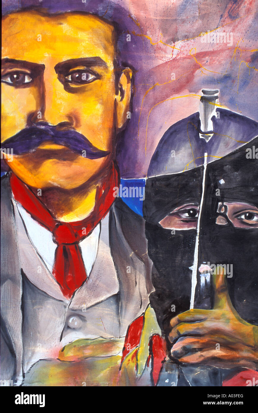 Immagine di stock di un murale messicano con Emiliano Zapata e Zapatista Foto Stock Immagine di stock di un murale messicano con Emiliano Zapata e Zapatista Foto Stock