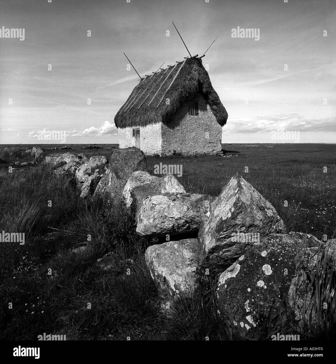 Antica pietra shepard's house Gotland Svezia Foto Stock