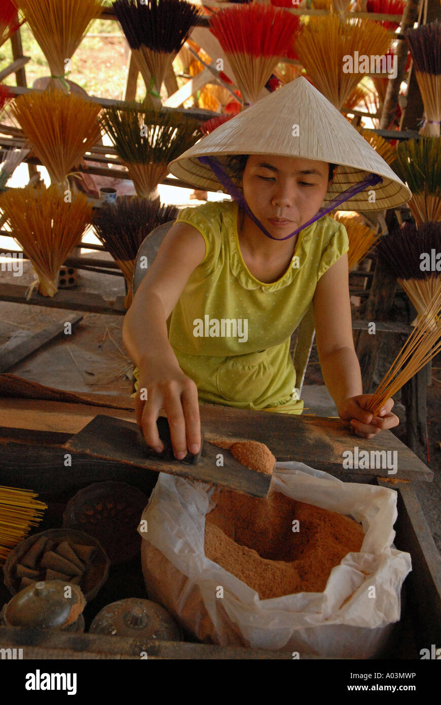 Fare bastoncini encense villaggio di Tu Duc Vietnam Foto Stock