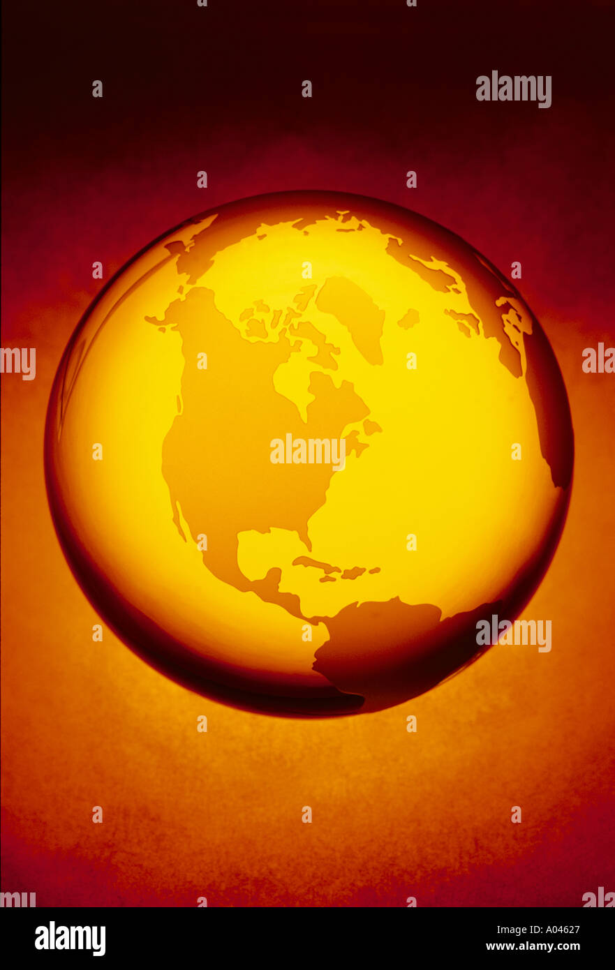 Globo globo di cristallo che mostra l'America del Nord Foto Stock