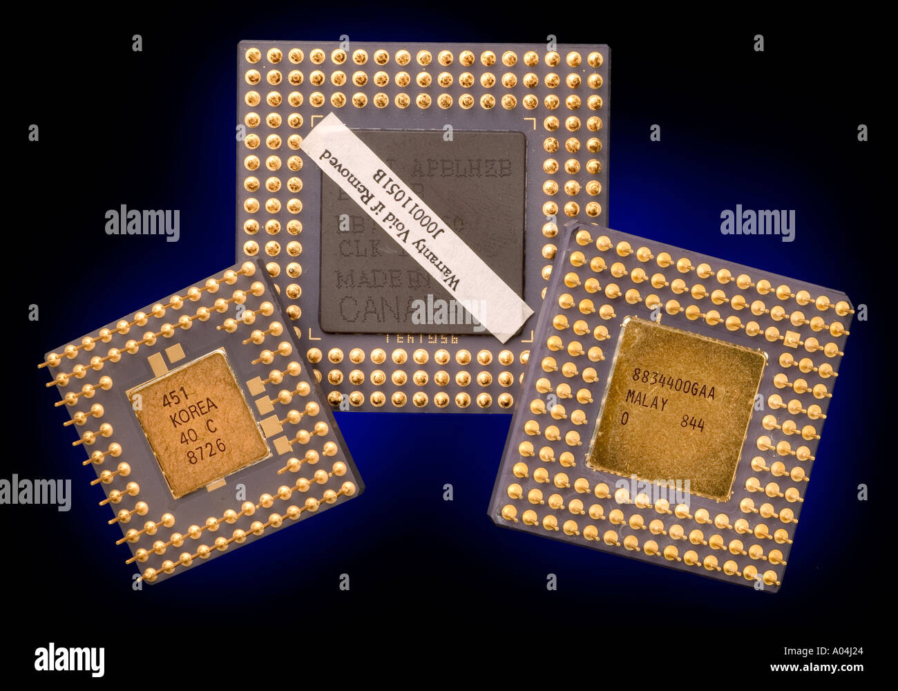 Calcolatore Unità di elaborazione centrale CPU Pentium sfondo nero Foto Stock