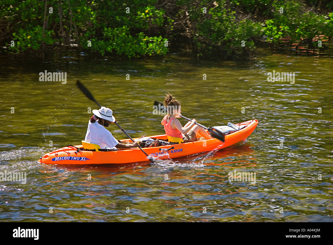 Il kayak nel lago vale la pena di conserve di estuario incontaminate John D MacArthur Beach State Park North Palm Beach Florida Foto Stock