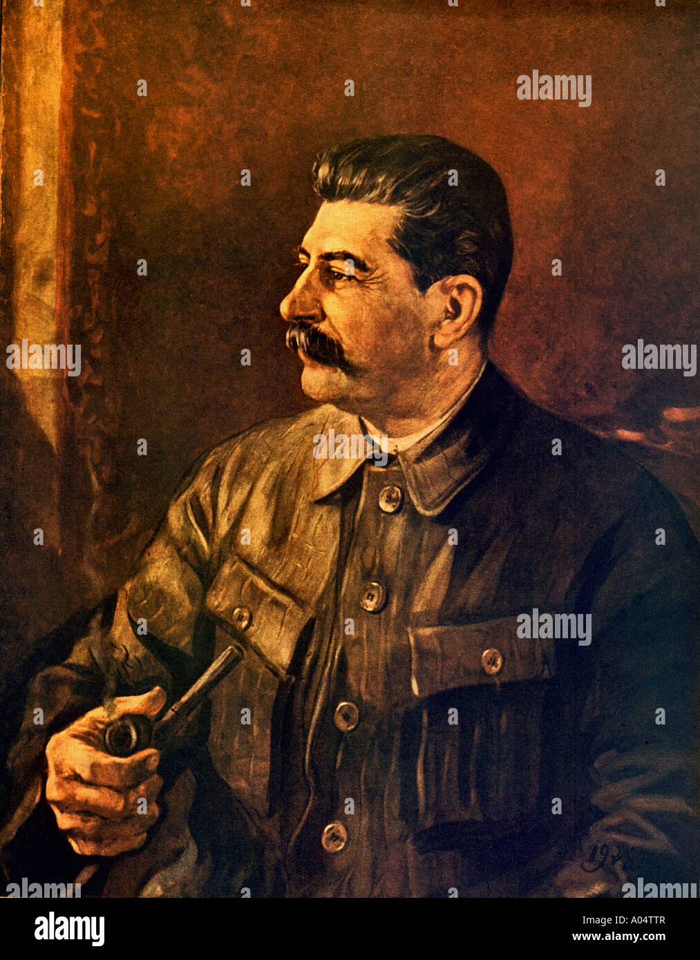 JOSEPH STALIN rivoluzionario sovietico e leader in un dipinto del 1944 Foto Stock