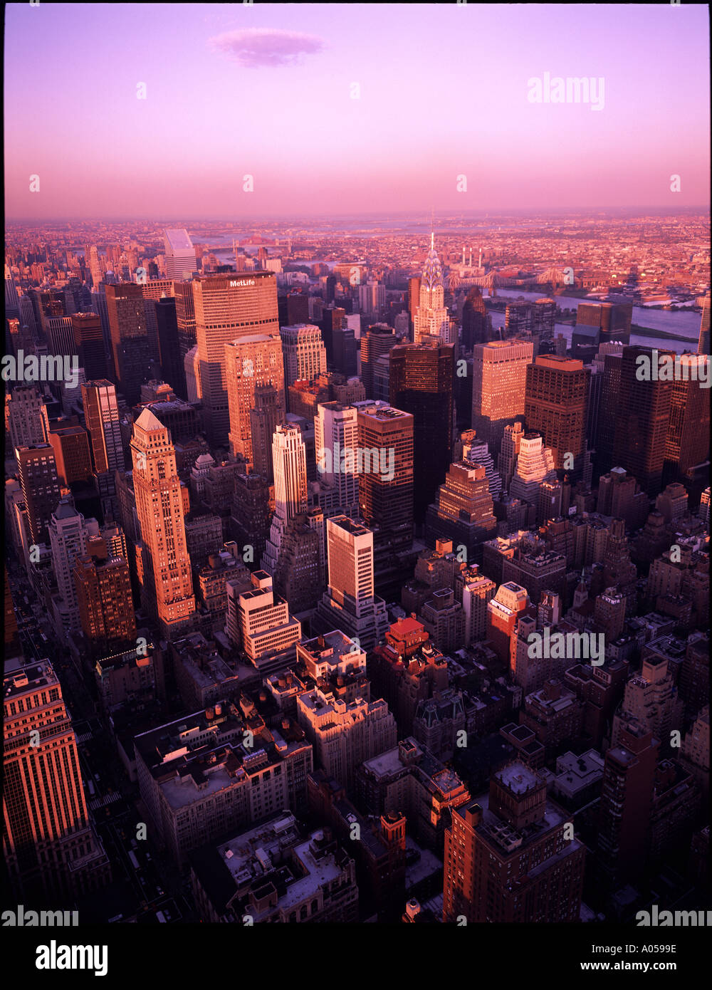 La città di New York, Manhatten skyscapers, STATI UNITI D'AMERICA Foto Stock