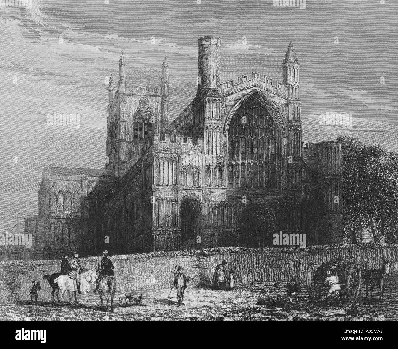 Rochester Cathedral Nord vista occidentale pubblicato 1836 disegnata da Hablot Browne incisi da B le chiocciole Foto Stock