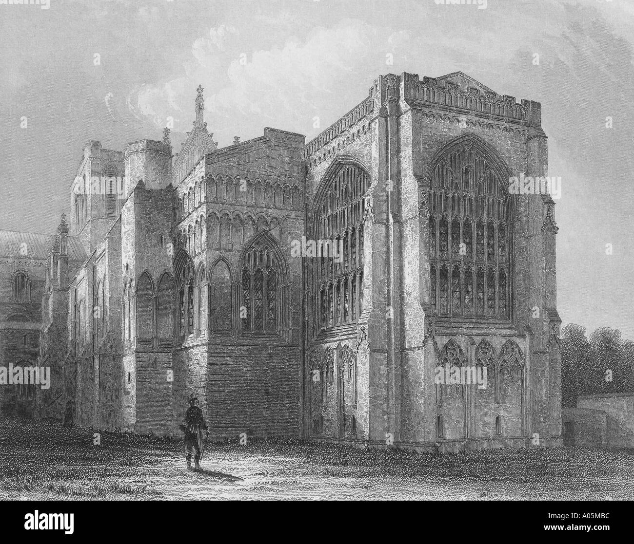 La Cattedrale di Winchester Sud Est Visualizza pubblicato 1836 disegnata da R Garland incisi da B le chiocciole Foto Stock