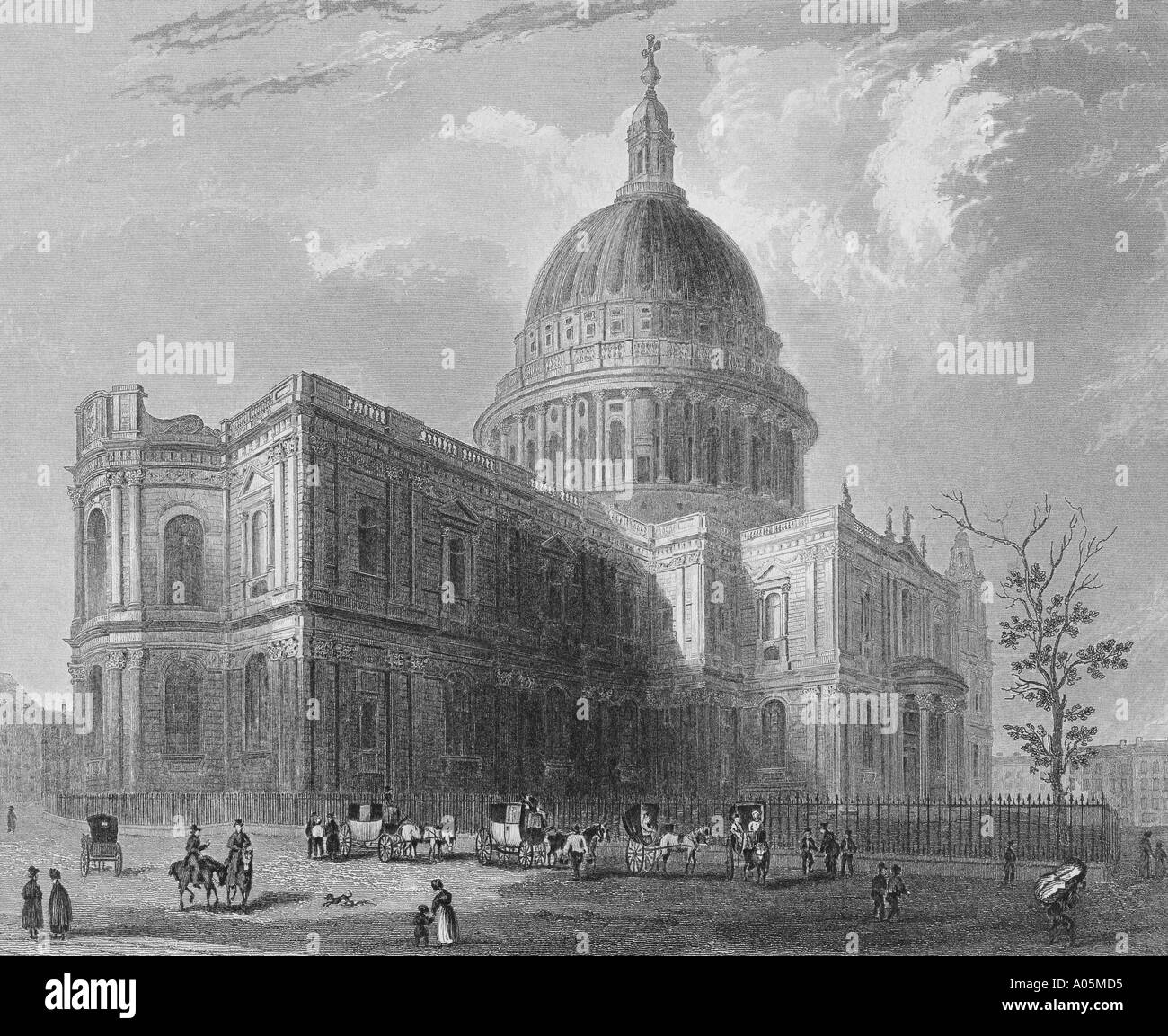 Saint St Pauls Cathedral Nord vista orientale pubblicato 1835 disegnata da Hablot Browne incisi da B le chiocciole Foto Stock