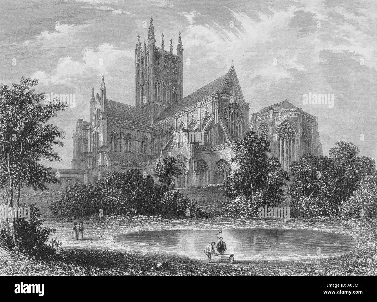Cattedrale di Wells Sud Est Visualizza pubblicato 1836 disegnata da Hablot Browne incisi da B le chiocciole Foto Stock