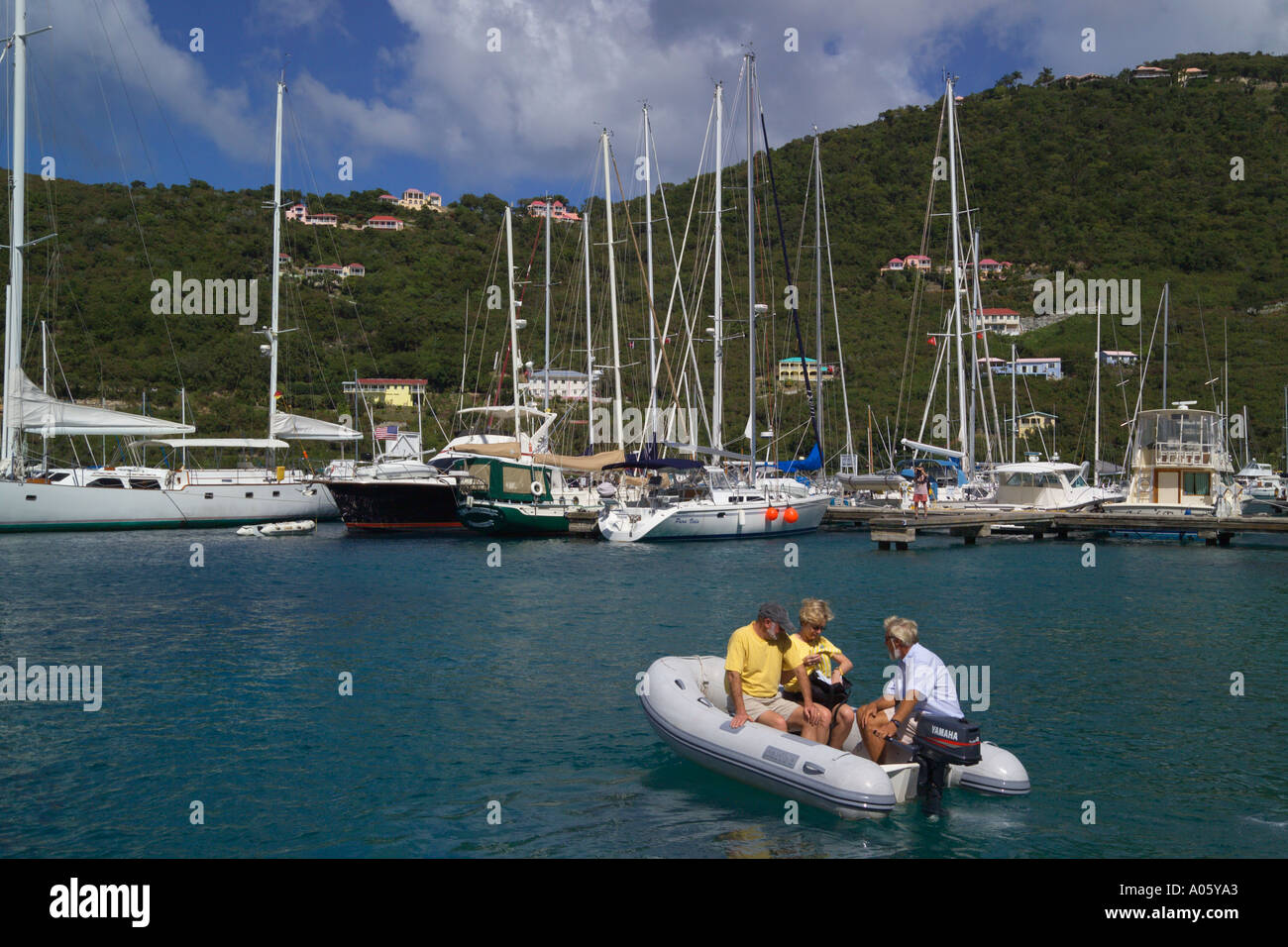 'Sopers foro' Wharf 'Pussers sbarco' 'Frenchmans Cay' West End Tortola Isole Vergini Britanniche dei Caraibi Foto Stock