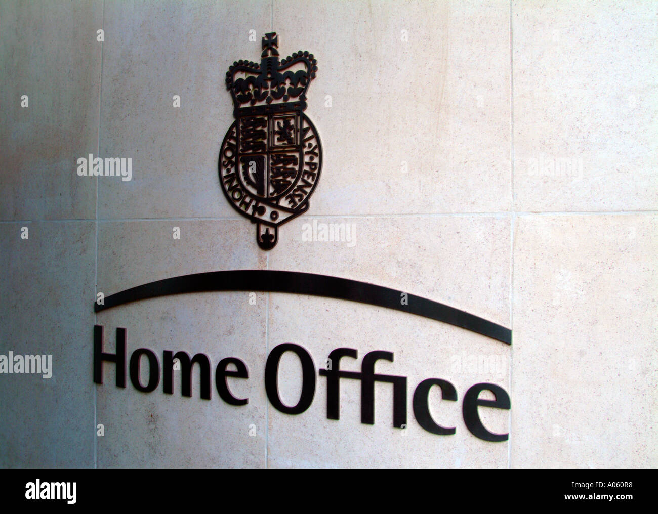 Home logo office sulla parete della home office di Londra, Regno Unito. Foto Stock