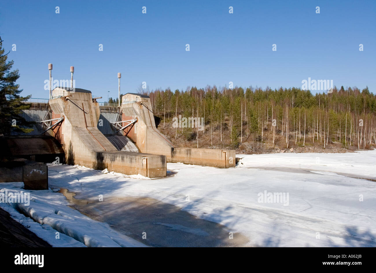 Muhos Montta centrale idroelettrica diga a Montta , Oulujoki , Finlandia Foto Stock