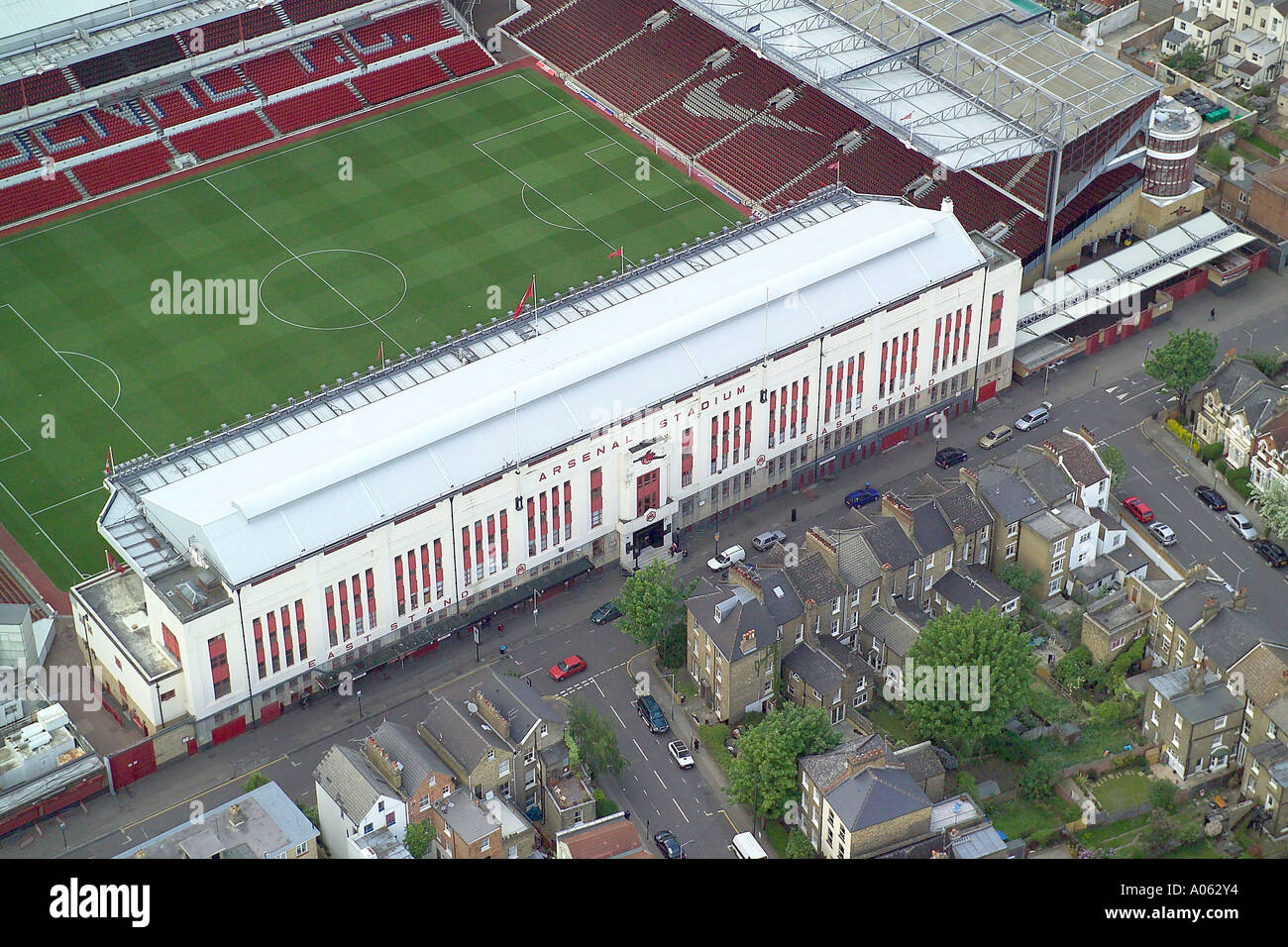 Vista aerea dell'Arsenal Football Club a Londra che mostra la Highbury Stadium casa dei Gunners o Gooners Foto Stock