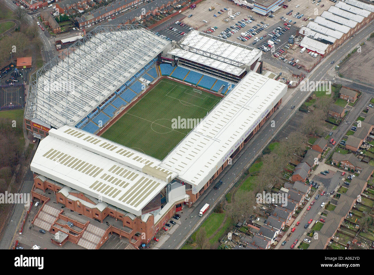 Vista aerea di Aston Villa Football Club di Birmingham, nota anche come Villa Park, casa a La Villa, la Villans o i Lions Foto Stock