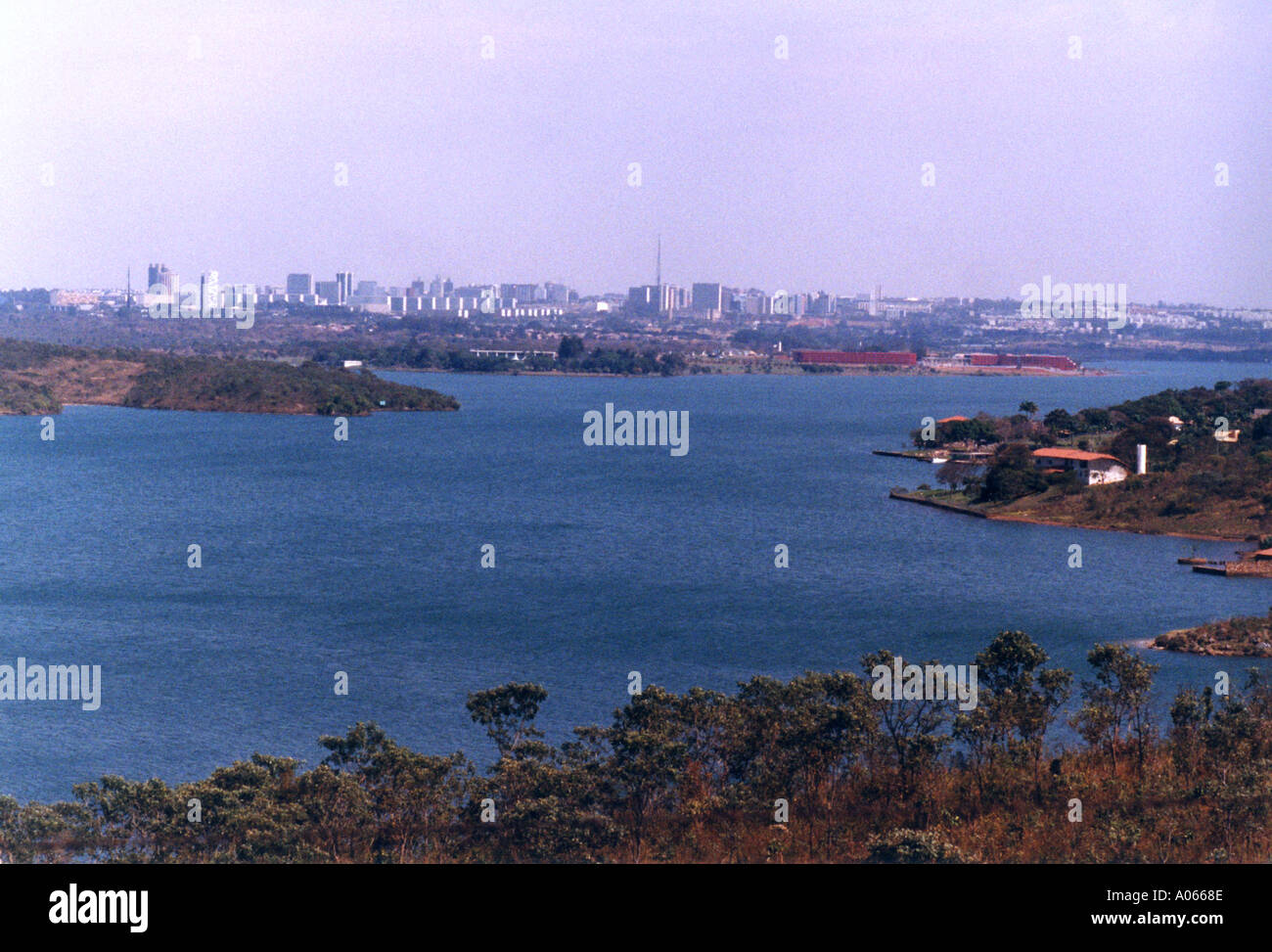 Lago Paranoa e vista di Brasilia Foto Stock