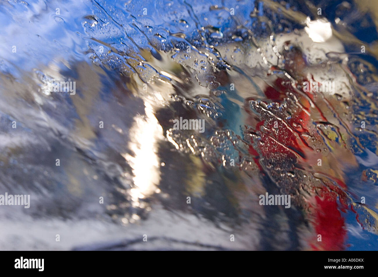 Pioggia sul finestrino Foto Stock