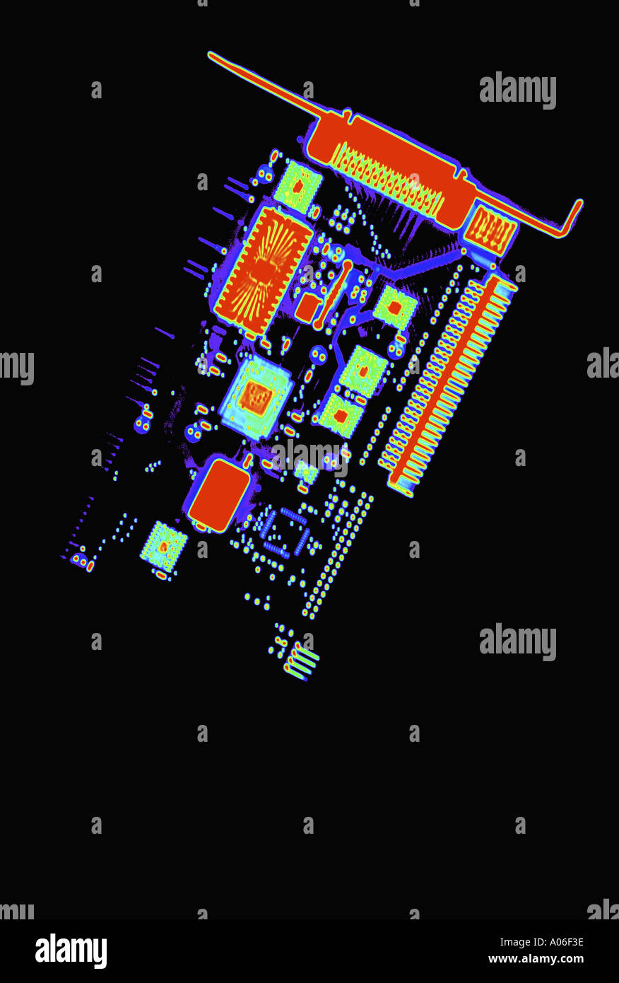 Colorati a raggi X del circuito integrato del computer Foto Stock